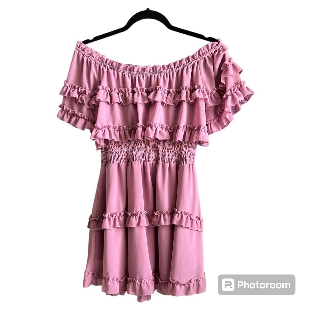 Vici Pink Off-Shoulder Ruffle Mini Dress